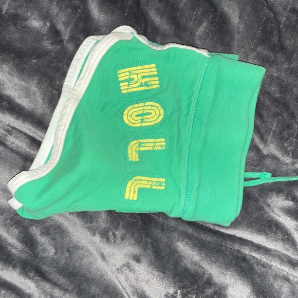 Y2K Vintage Hollister Green Micro Sweat Shorts with Multicolor Stripe XS - Picture 4 of 10